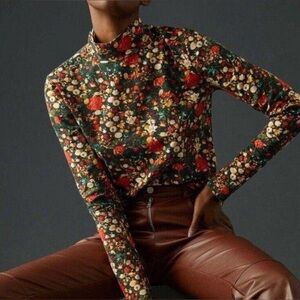 Maeve by Anthropologie Multicolor Floral Long Sleeve Top. SZ XS